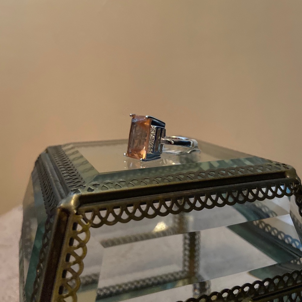 Peach Rectangle Statement Ring